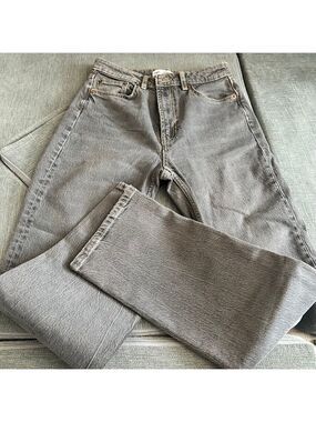 Zara Gray High Waist Straight Leg Jeans Size 6